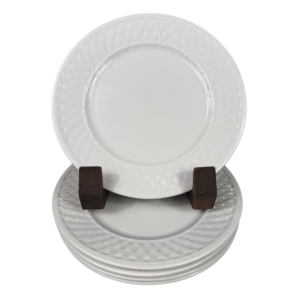 Oneida Westerly Basket Weave 7.5" Salad Bread Plates White Lot Of 5